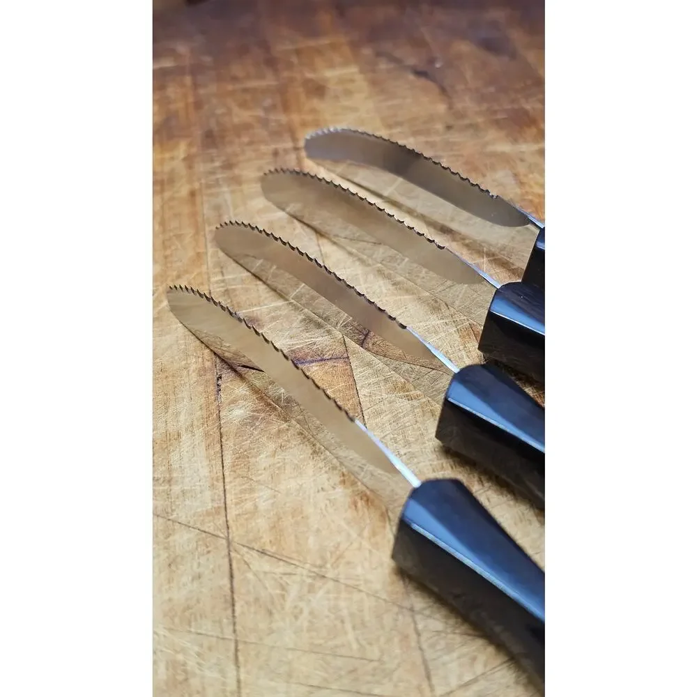 Set of 4 Cutco 1759 Table Knives Double-D Edge Classic Dark Swirl TH Marked USA